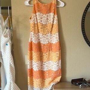 New York & Company Orange Halter Sheath Midi Dress